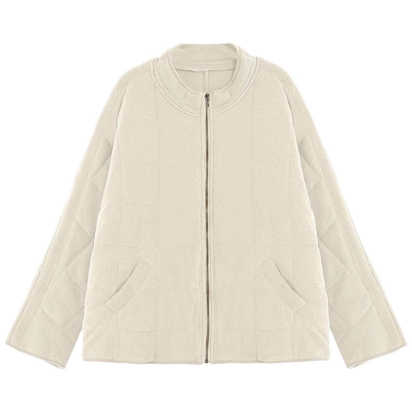Women Casual Cotton Jacket Solid Color Loose Zipper Jacket With Pocket Autumn Winter Warm Coat Fashion High Street Outerwear