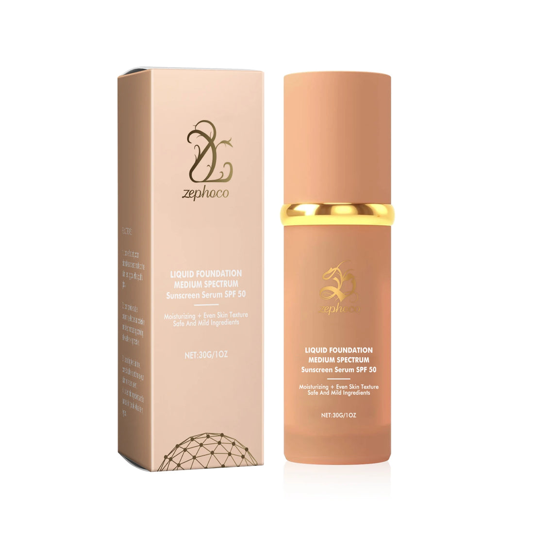 Moisturizing Sunscreen Foundation Medium Spf50+ Waterproof Oil-Control Lightweight Matte Long Lasting Nourish Liquid Foundation