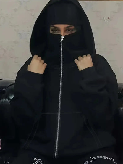 2025 Autumn and winter women's zippered sweater Coat solid color hooded sweater cardigan casual sports jacket tops