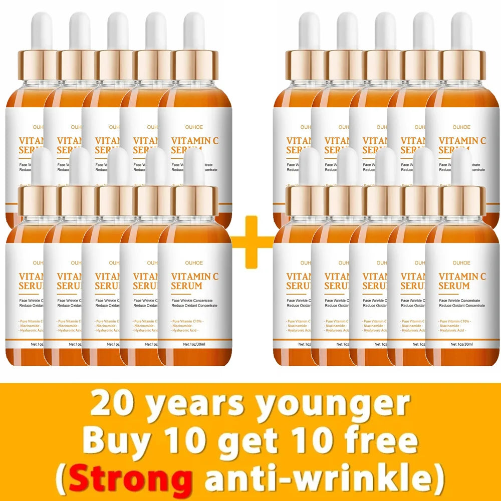 Vitamin C Wrinkle Remover Face Serum Lifting Firming Fade Fine Lines Anti-aging Essence Whitening Brighten Nourish Skin Care Halalzen
