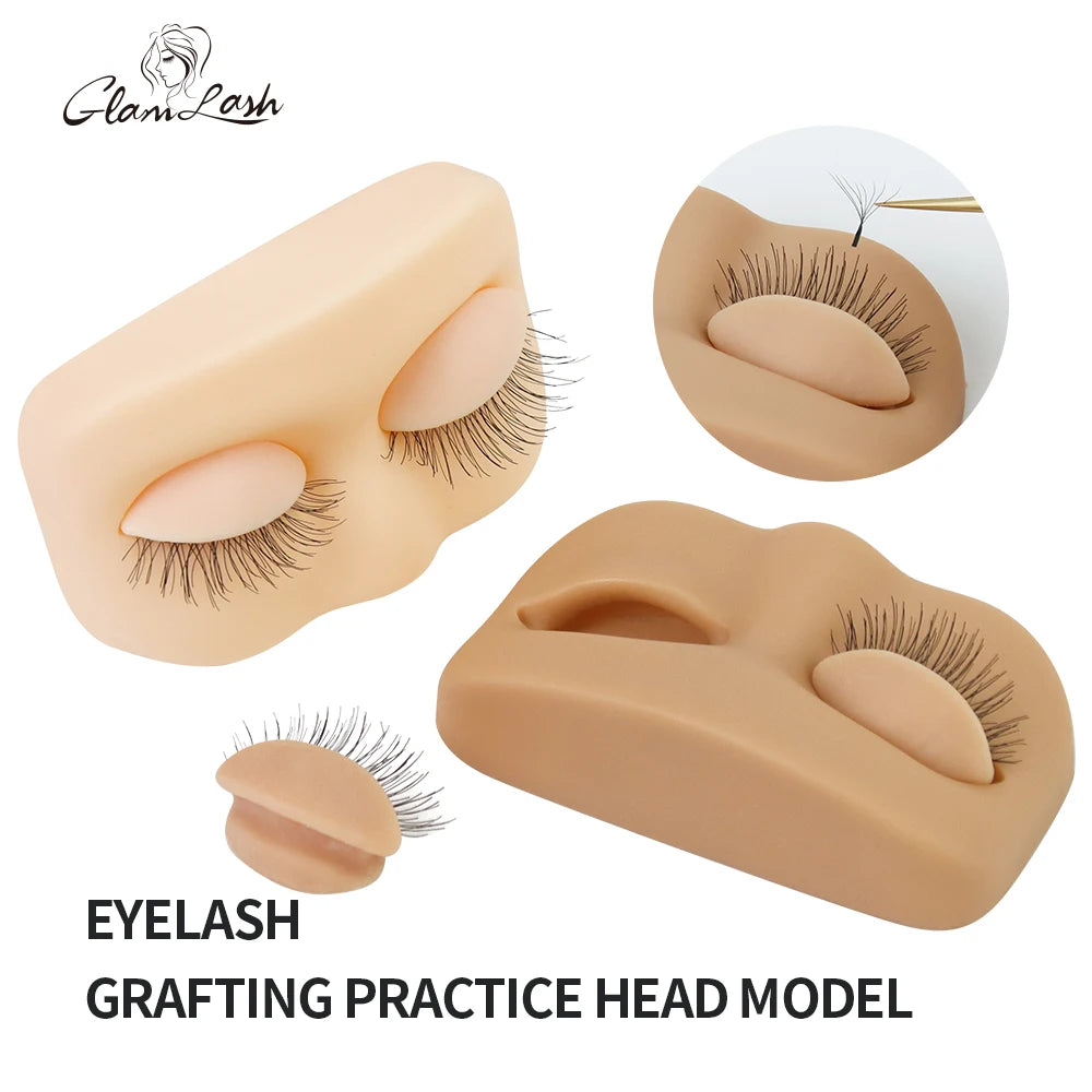 GLAMLASH Mini Lash Flat Model Head Practice Eyelash Extension Training Head With Removable Replacement Eyelids Halalzen