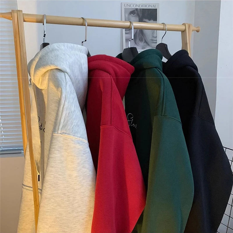 Men Hoodie Letter Printed Long Sleeve Autumn Sweatshirts Goth Fashion Y2K Vintage Hoodies Streetwear Fleece Pullover Hoody