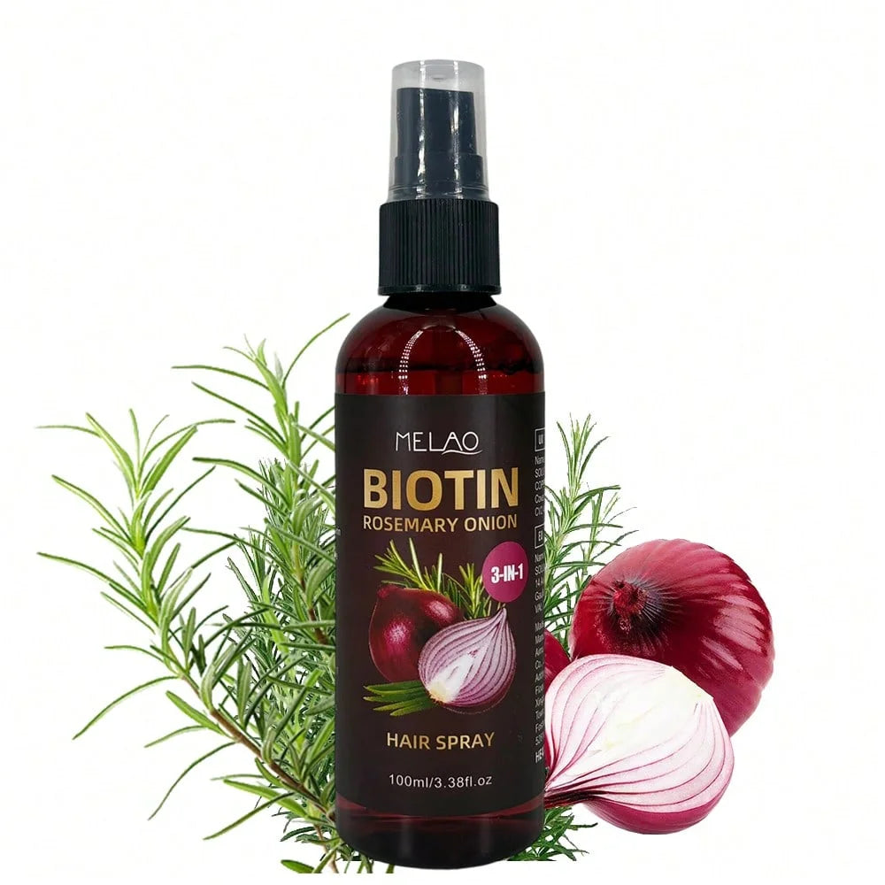 3 in 1 Biotin Rosemary Onion Hair Spray, MELAO Leave-In Conditioner & Detangler Spray, Tames Frizz, Adds Shine & Softness
