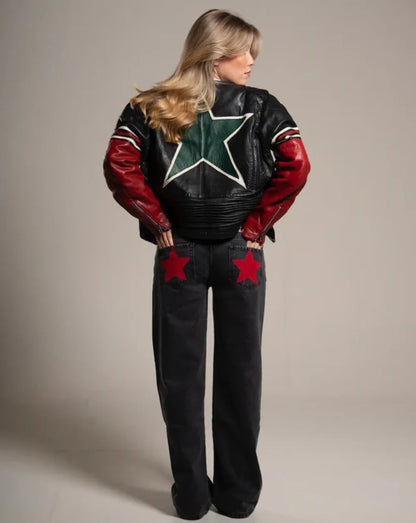 Y2K Blue Vintage Five-Pointed Star High Waited Jeans ONE DILEMMA Fashion Baggy Jeans Women Clothing Casual Straight Denim Pants