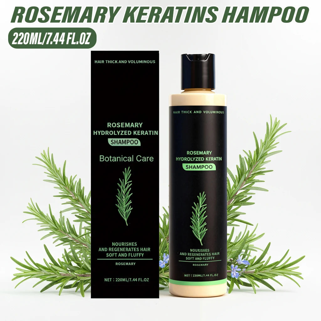220ML Rosemary Keratin Volumizing Shampoo Natural Hair Care Deep Cleansing Moisturizing Smooth Fullness Boost Long Lasting Halalzen