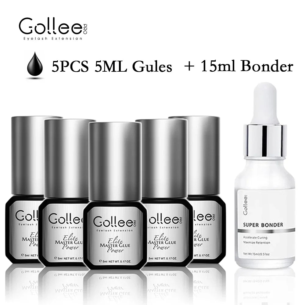 5Pcs Gollee 5ml Eyelashes Adhesive Glue Lash Bonder 15ml Low Odor False Eyelash Glue Waterproof Eye Lash Cosmetic Tools Makeup