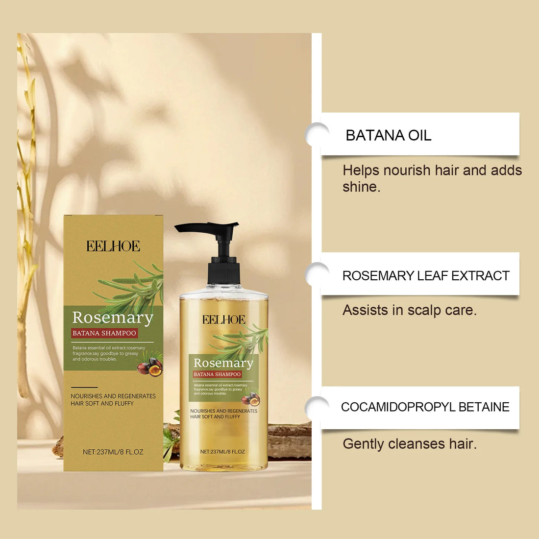 Batana Rosemary Essential Oil Shampoo Hair Growth Shampoo for Thinning Hair & Hair Loss Strengthens & Volumizes for Men & Women