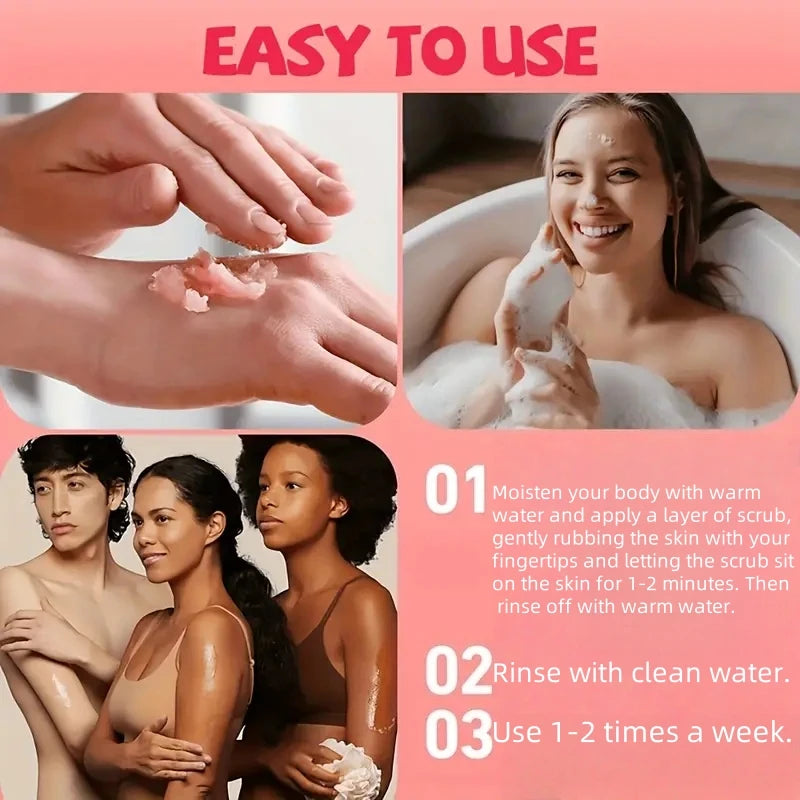 500g Strawberry Exfoliating Skin Cleansing Scrub, Hypoallergenic and Alcohol-Free, Gently Rubs the Skin to Physically Exfoliate, Provides Gentle Deep Cleansing, Suitable for Creating a Radiant Light Beige Complexion, Moisturi