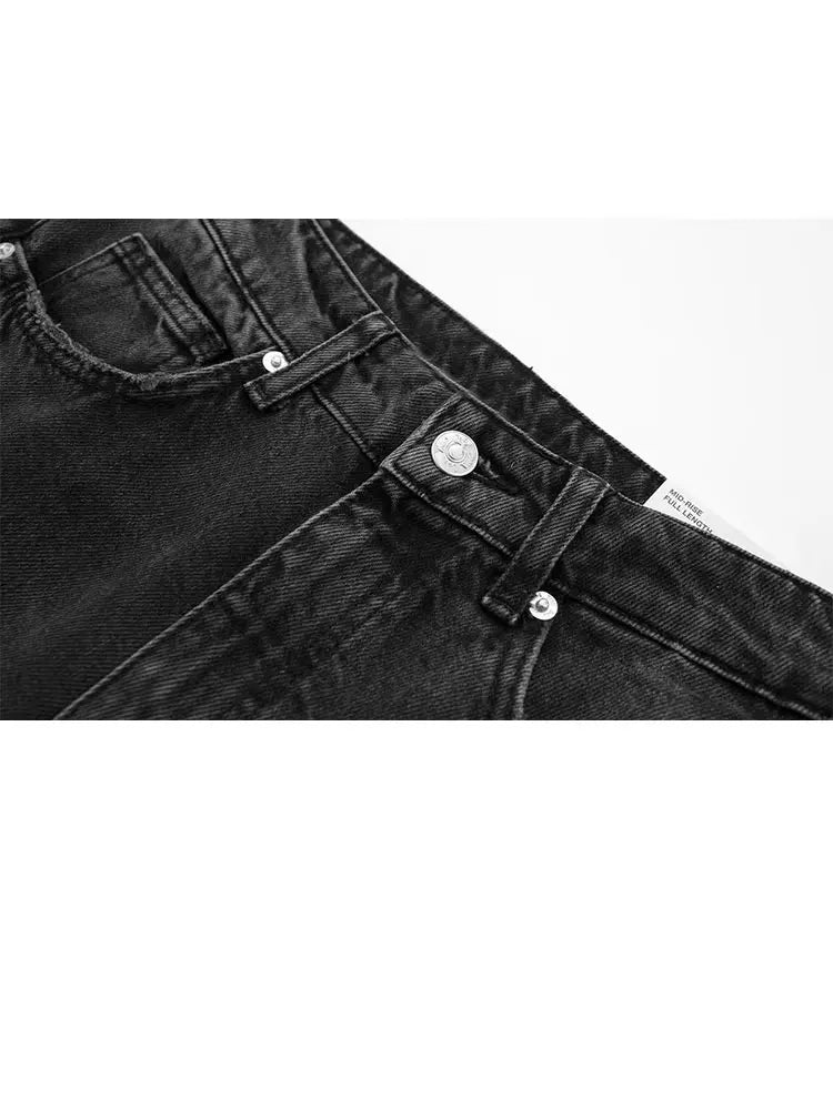 HH Female Fashion Denim Jeans Loose Solid Long Pants With Gradient All Match Streetwear Mujer Casual Baggy Chic Trousers