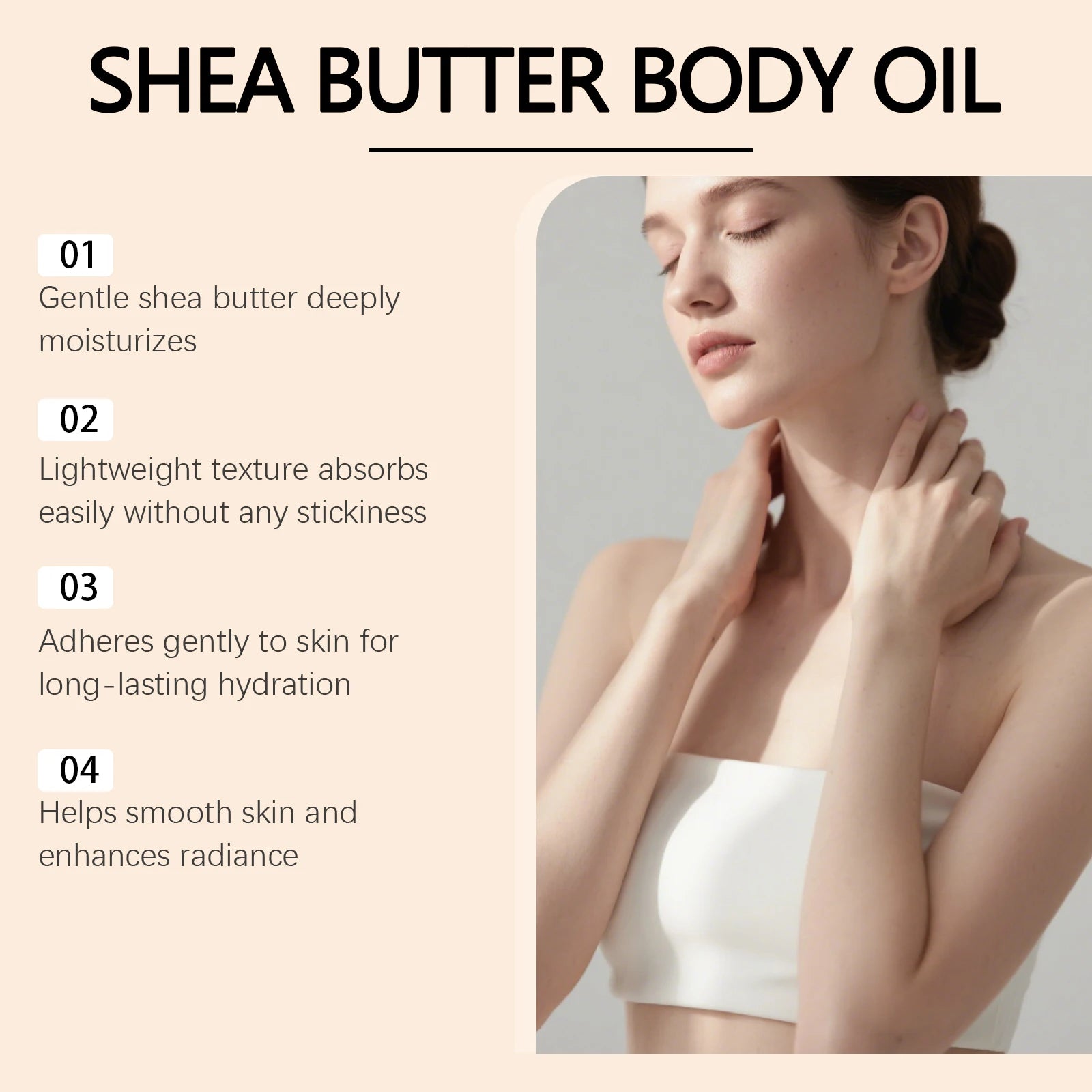 Shea Butter Body Oil Lightweight Fast Absorbing for Dry Rough Skin Soft Improve Dry Skin Body Massage Moisturizing Essential Oil