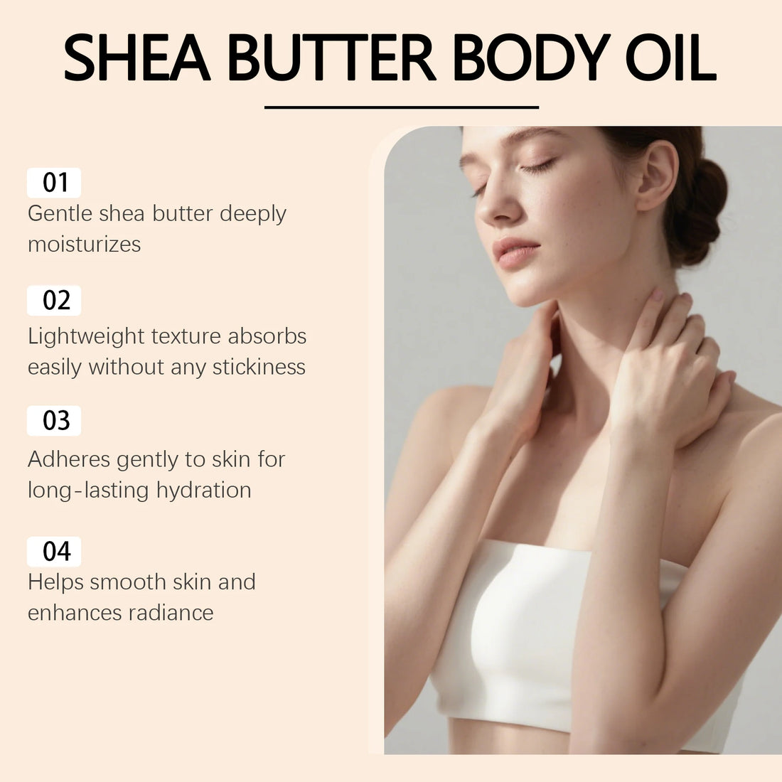 Shea Butter Body Oil Lightweight Fast Absorbing for Dry Rough Skin Soft Improve Dry Skin Body Massage Moisturizing Essential Oil