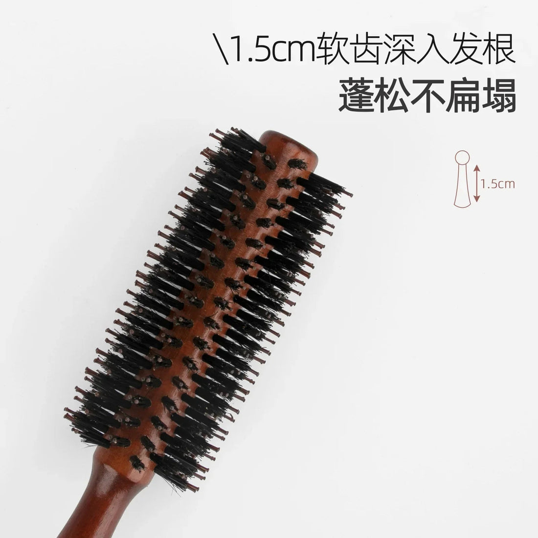 Wood Handle Boar Bristles Round Brush Tail Professional Barber Salon Hairdressing Hair Brush Hair Round Comb Halalzen