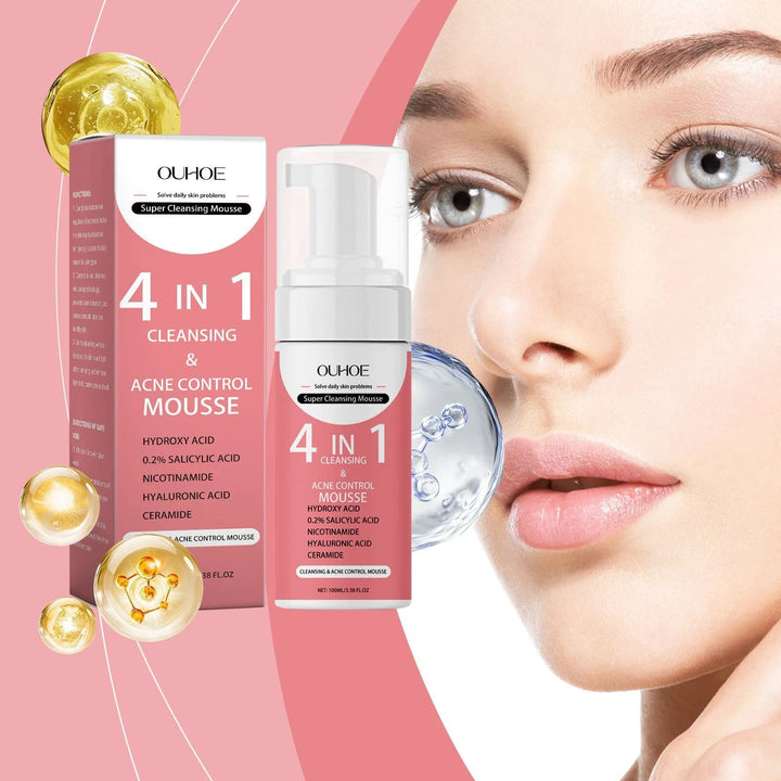 Facial Cleanser Mousse Moisturizing Oil Control Removing Acne Blackhead Exfoliation Firming Brightening Hydrating Foam Face Care Halalzen