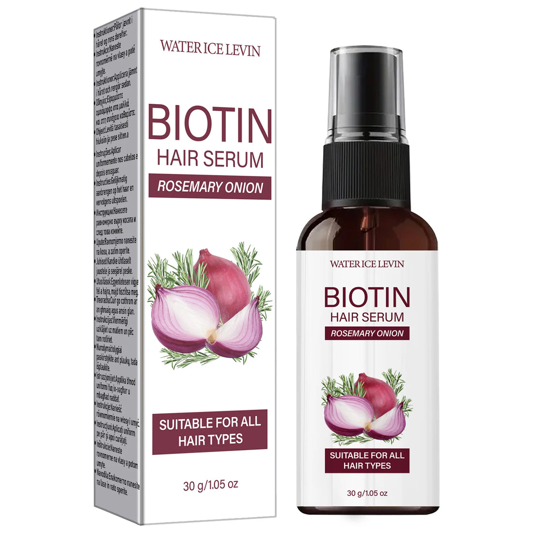 Biotin Hair Serum 30g with Rosemary & Onion Oil - Moisturizing Nourishing Essential Oil for Smooth, Supple & Healthy Hair