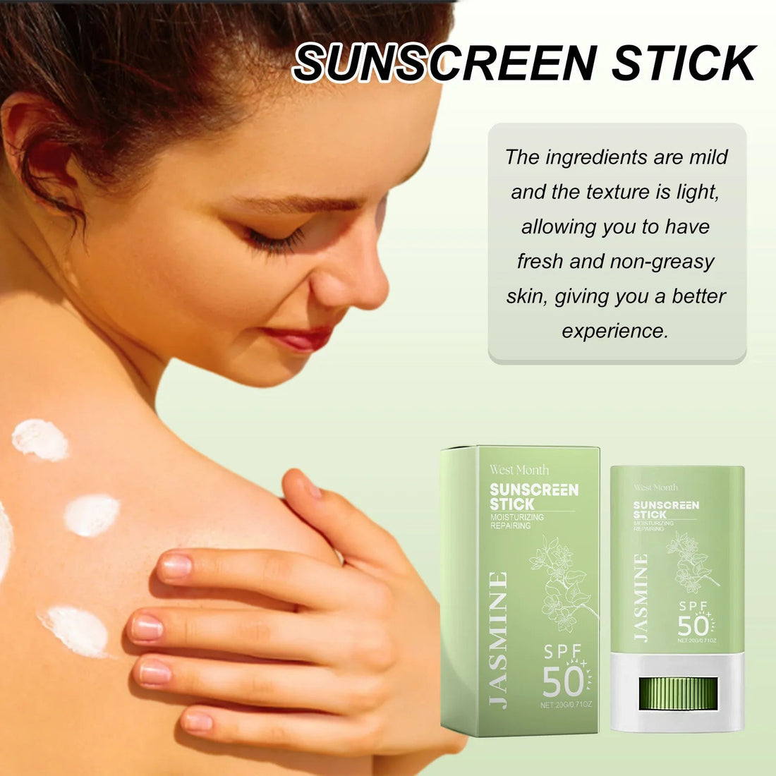 Spf 50+ Sunscreen Stick UV Protective Brightening Waterproof Sweatproof Refreshing Deep Moisturizing Lightweight Sunscreen Stick Halalzen