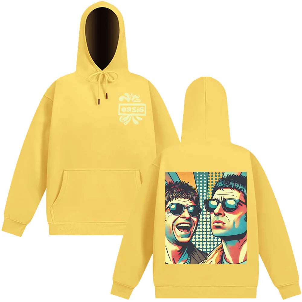 O-Oasis Rock Band Double-sided Fashion Hoodies 90s Music Graphic Rock Fan Gift Sweatshirts Long-sleeved Hip-hop Loose Pullover