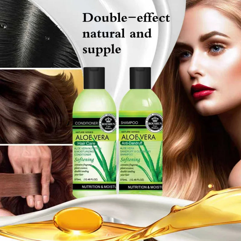 ROUSHUN LOE VERA SHAMPOO CONDITIONER  SET Clean the scalp, nourish hair, and provide fluffy, smooth, and fragrant hair care Halalzen