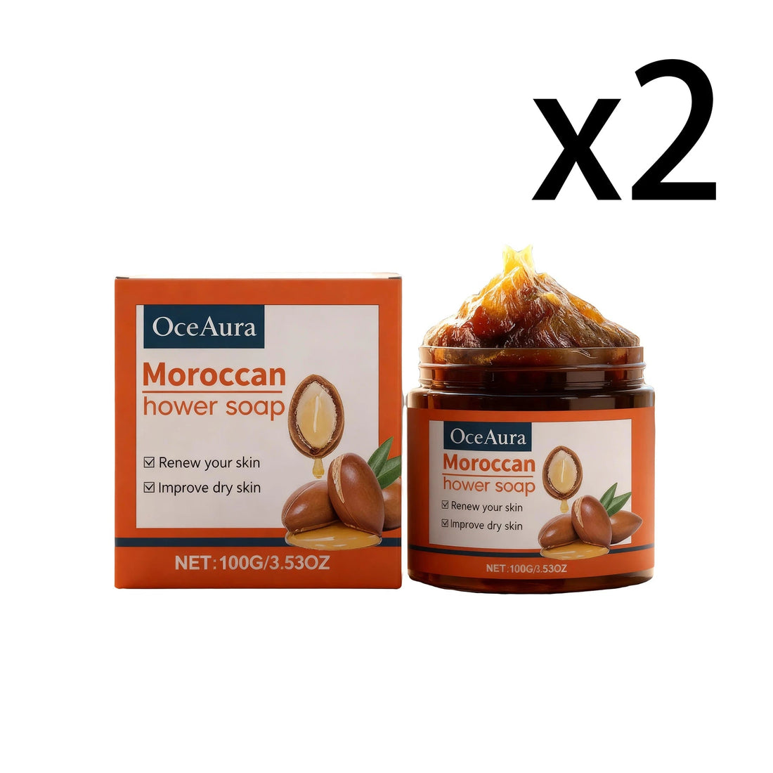 Moroccan Moisturizing Bath Soap Deep Cleanse Skin Dirt Prevent Pore Blockage Smooth Skin Rich Foam Gentle Exfoliating Shower Gel Halalzen
