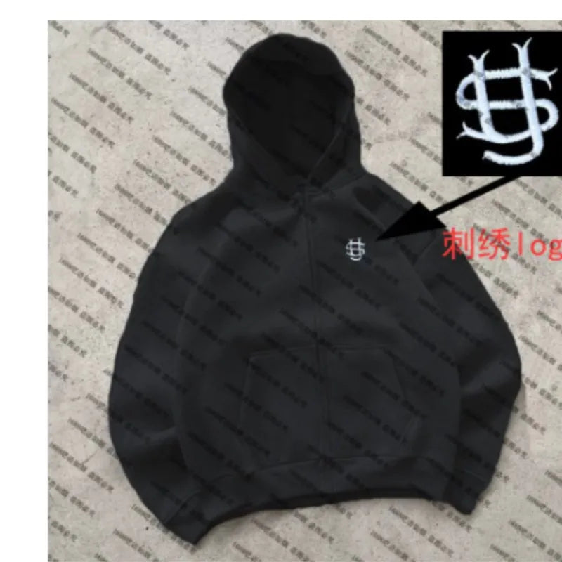 Letter Embroidered Casual Zipper Hoodie 2025 New Popular Y2K Men's and Women's Hip Hop Street Hoodie