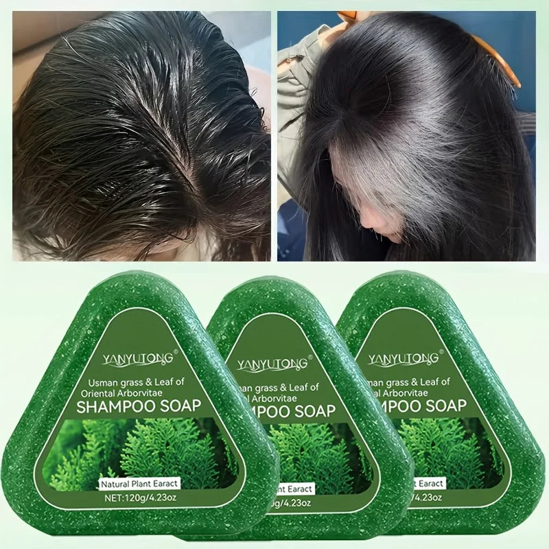 Usman Grass & Platycladus Shampoo Bar For Hair Growth Natural Herbal Soap For Hair Loss Controls Oil Strengthens Roots Shampoo