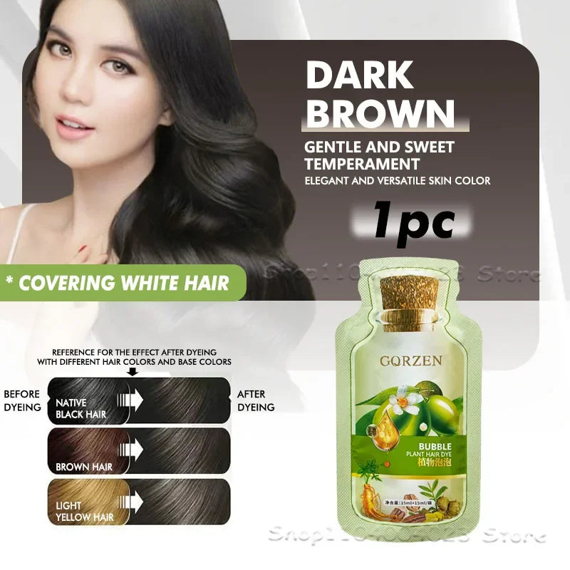 1/10 packs Pure Natural Herbal Hair Dye Shampoo 5 Minutes Change Hair Color Non-irritating Repair Gray White Hair Care Women Men