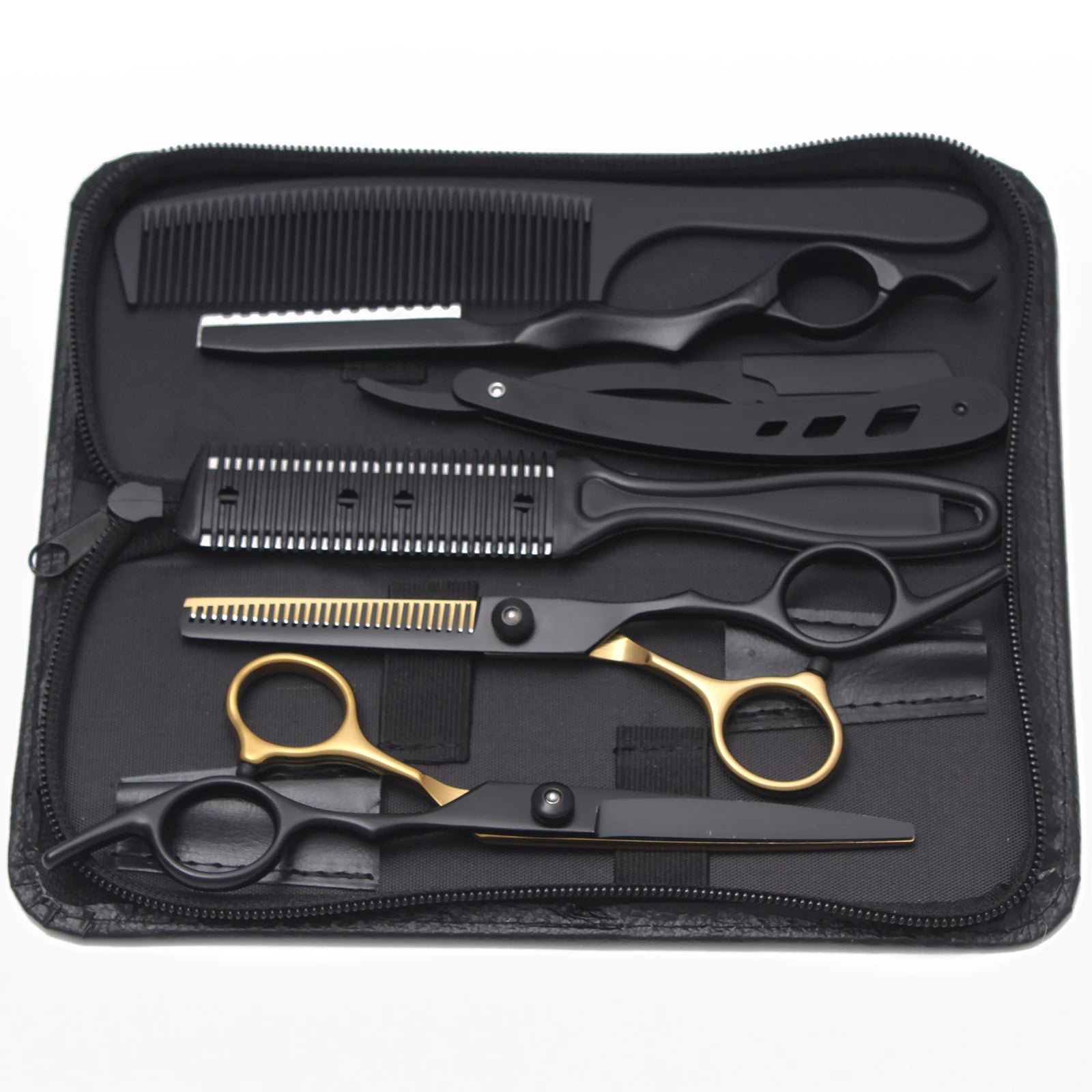 Hairdressing Scissors Blue Japan Stainless Hair Scissors Salon Cutting Scissors Barber Shop Thinning Shears Comb Razor C1001 Halalzen