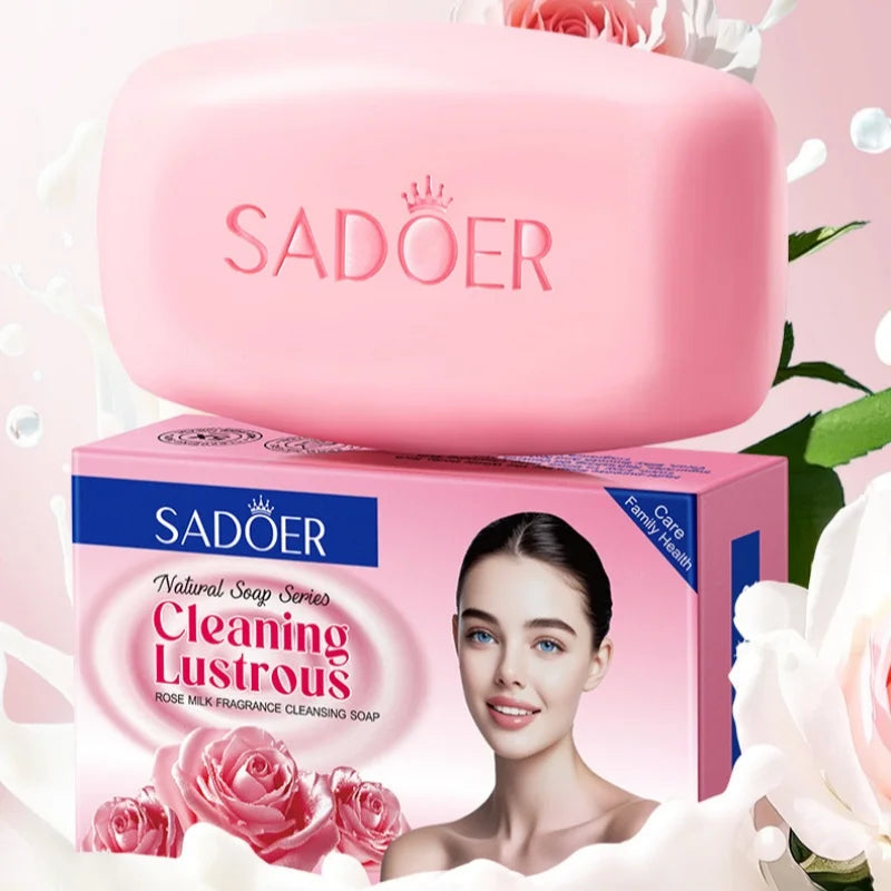 100g Rose Milk Fragrance Cleansing Soap, Contains Glycerin, Niacinamide, Aloe Vera Leaf Extract, Milk Extract, Calcium Carbonate, and Rose Extract. Easy to Rinse, Deeply Cleanses Skin Impurities, Refreshes and Controls Oil, L Halalzen