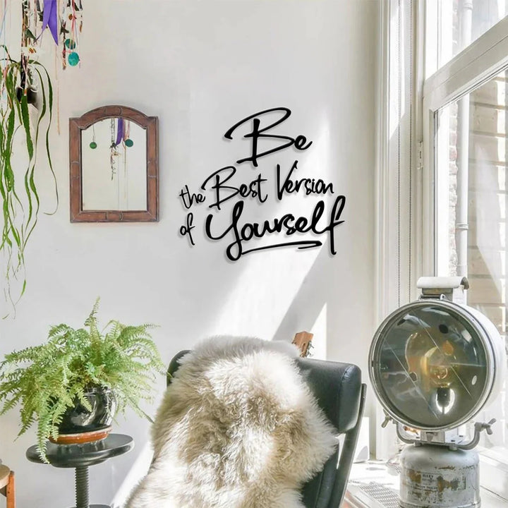 1 stk metalvægkunst med citatet "Få tingene gjort" - sort og hvid vægudsmykning til soveværelse, stue, badeværelse - metalvægkunst