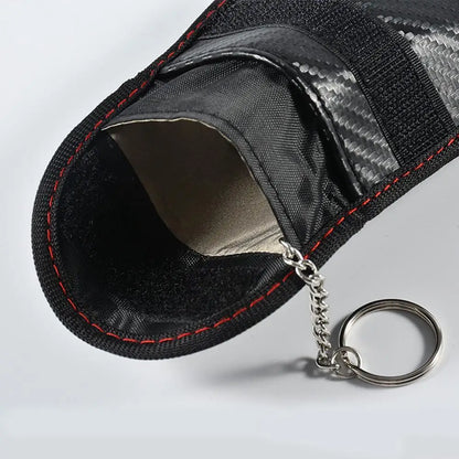 2Pcs Car Key Signal Blocker Case PU Leather Anti-Theft Faraday Pouch Double-Layer Car RFID Signal Blocker Key Bag for Auto Parts