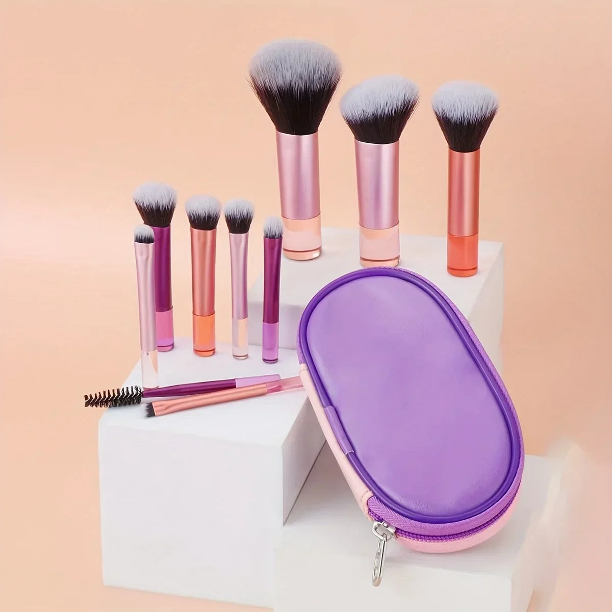 10pcs Mini Makeup Brush Set Powder Eyeshadow Foundation Blush Blender Concealer Beauty Makeup Tools Brush Professional Supplies Halalzen