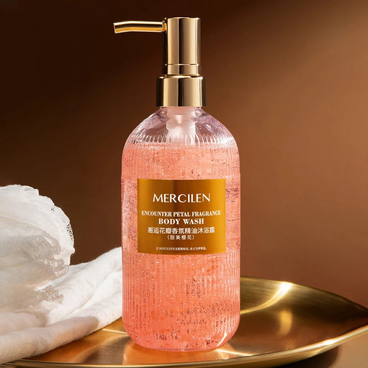 Cherry Blossom Jasmine Petal Essential Oil Shower Gel Deep Cleansing Long lasting Fragrance Moisturizing Aromatic Body Bath Halalzen