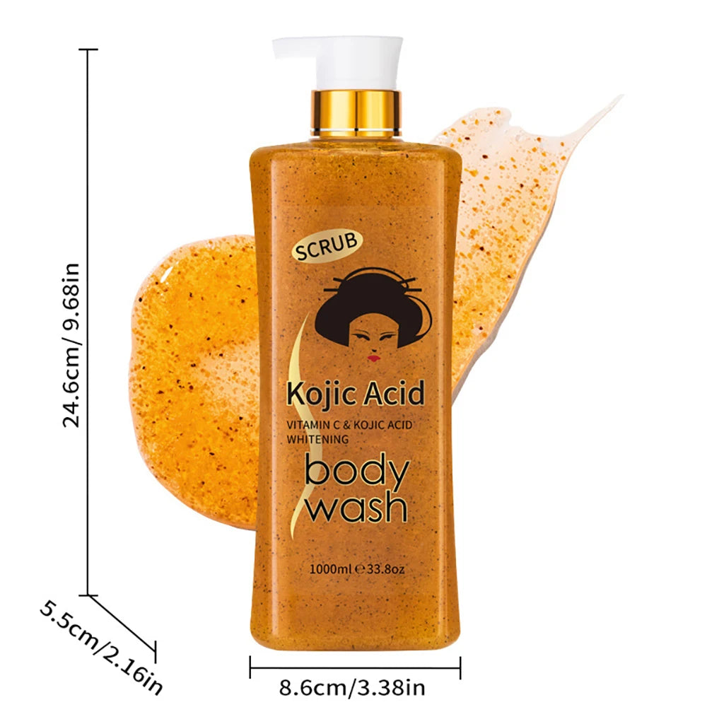 1000ml Kojic Acid Shower Gel Deep Cleansing Brighten Skin Body Wash Skin Whitening Exfoliator Body Care Moisturizing Skincare