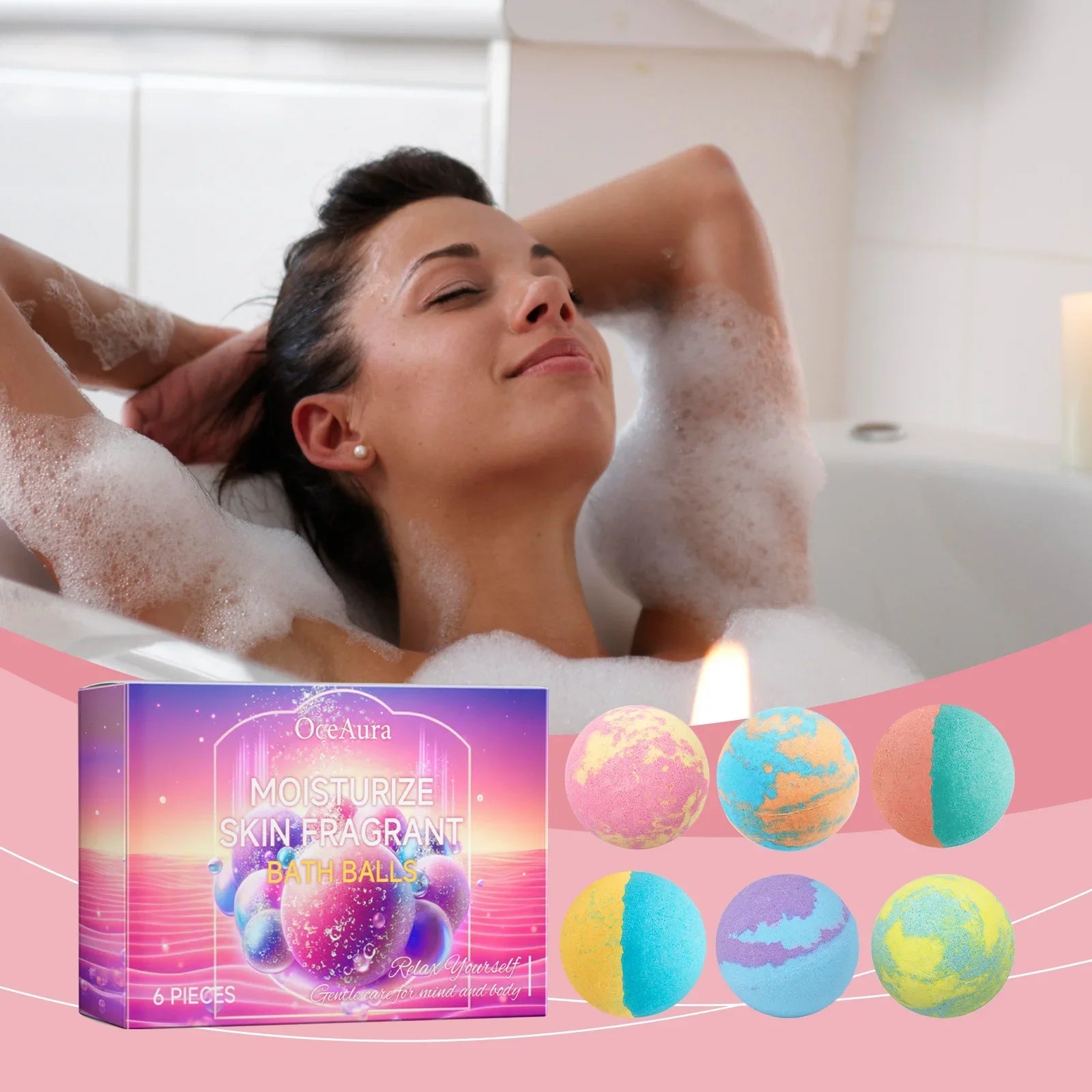 Bath Bombs For Children Adult Bathtub Bath Ball Persistent Fragrance Relieve Fatigue Stress Anxiety Relaxing Body Bath Bomb Set Halalzen