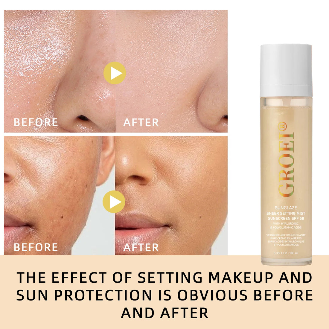 100ml Oil Free UV Setting Spray Non Greasy Anti Shine Matte Finish Pore Minimizing Long Lasting Makeup Waterproof Sweatproof