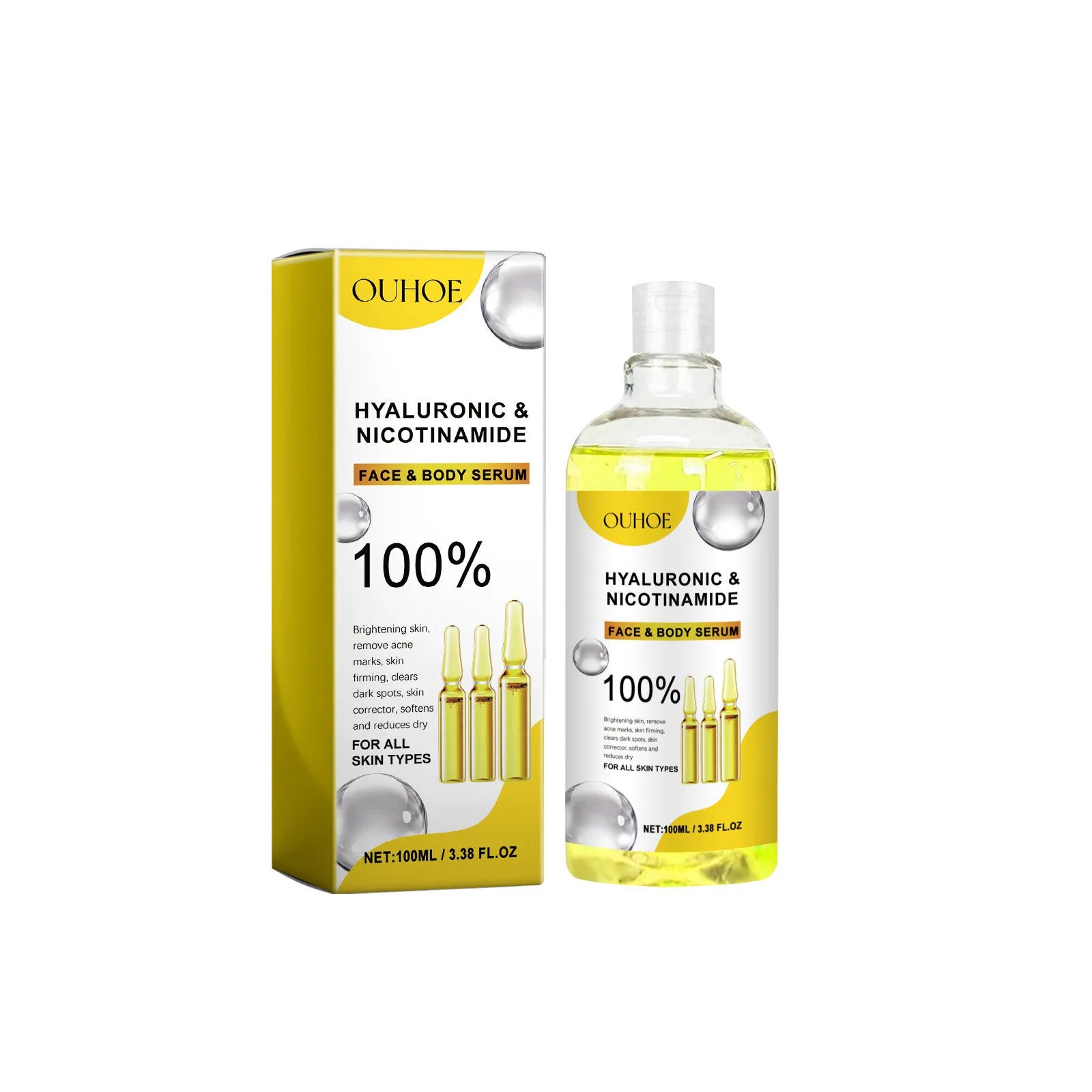 Hyaluronic Acid Vitamin C AHA Face Serum Dark Spots Corrector Shrink Pore Moisturizing Brightening Repair Lighten Body Skin Care