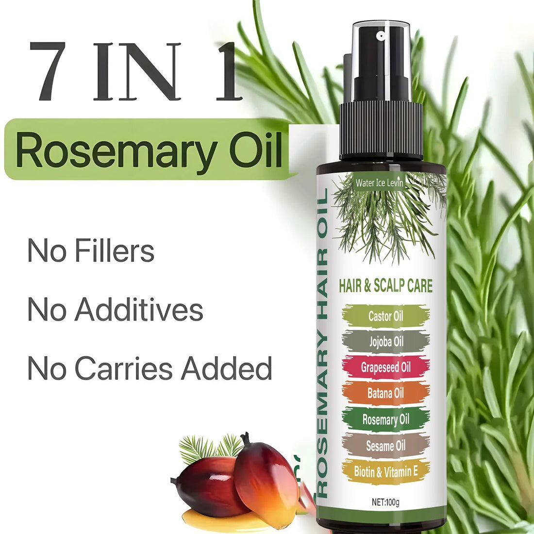 Rosemary Hairspray Uses Rosemary Oil, Mint Oil and Horsetail Grass Leaf Extracts to Moisturize Hair Roots Brings the Fragrance of the Hair, Make Your Hair Looks Shiny and Beautiful Halalzen