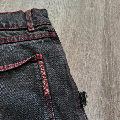 Y2K Vintage Jeans Harajuku Spider Web Printing Black Loose Wide Leg pants Hip Hop Men Women Punk Rock Streetwear Wide Leg Jeans