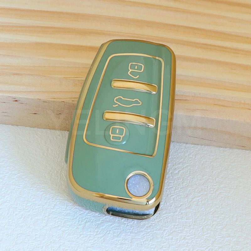 Soft TPU Car Key Cover Case Shell Bag For Audi A3 A4 A5 A6L C6 8L 8P B6 B7 B8 C6 RS3 Q3 Q7 TT 8L 8V S3 Protector Accessories