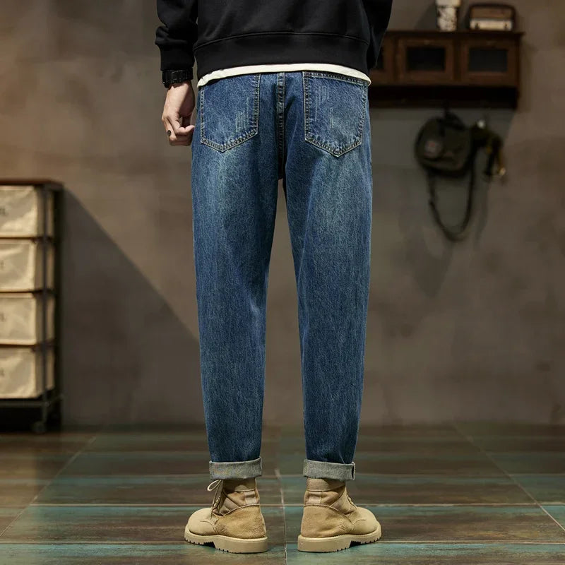 New Autumn and Winter Men's Jeans, High Quality, Comfortable, Versatile, Loose, Straight, Trendy Brand, Men's Harem Long Pants