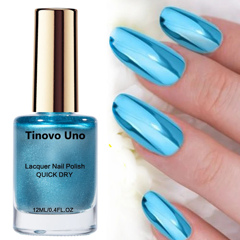 Tinovo Uno Nail Polish Metallic Rose Gold Nail Strengthener Fast Drying Mirror Normal Nails Lacquer Varnish for Manicure Nailart