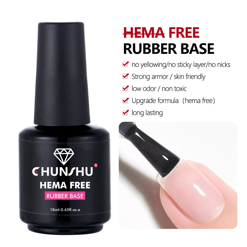 CHUNSHU 18ML Hema Free No Wipe Top Coat Semi-permanent Rubber Base Gel Polish Soak off Long Lasting Ultra Shiny Manicure Nails D