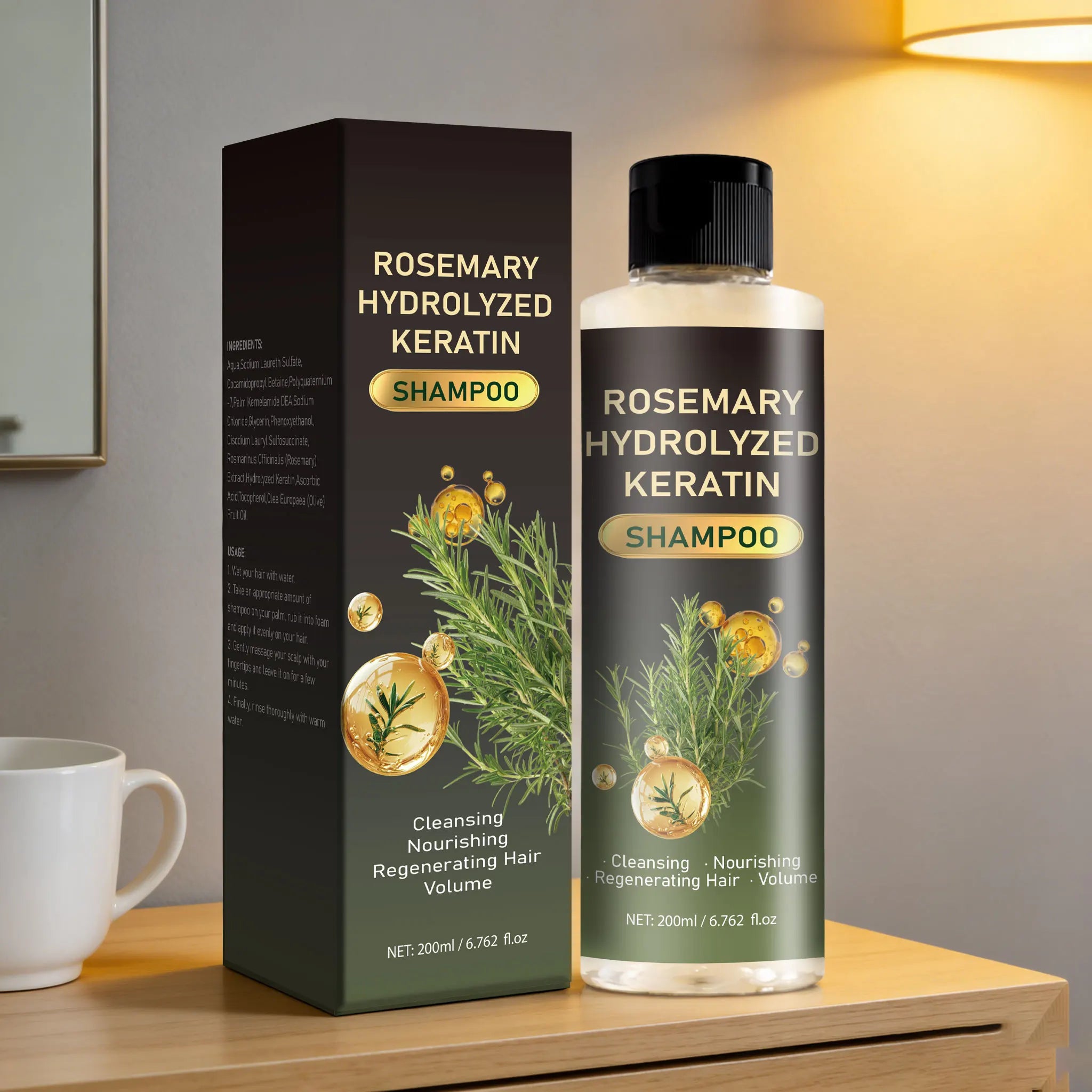 Rosemary Hydralyzed Keratn Shampoo Hair Growth for Women and Men,Natural Thickening & Strengthening Shampoo,Hair Care,200ml
