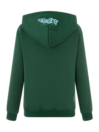 Men Women Hoodie Long Sleeve Letters Print Zipper Closure Sweatshirt Jacket with Pockets