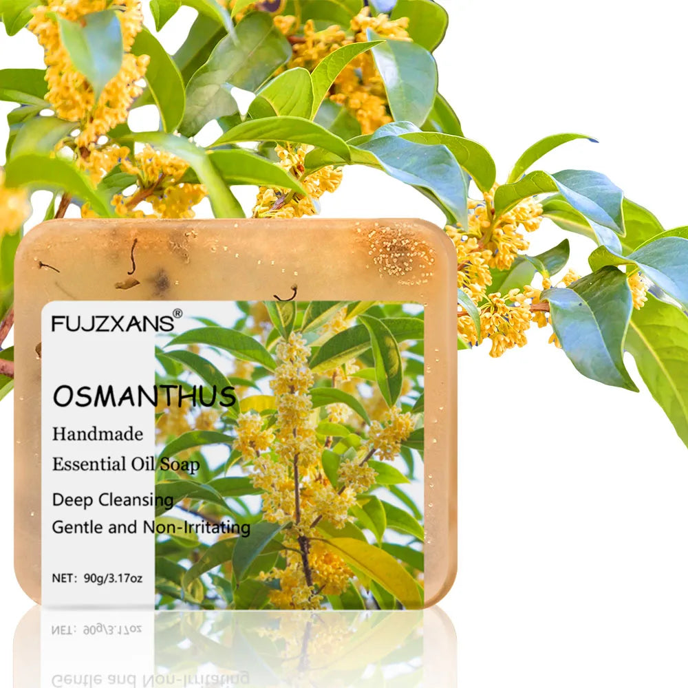 90g FUJZXANS Handmade Essential Oil Soap Bars - Rose, Jasmine, Green Tea, Calendula, Osmanthus, Lavender, Lemon - 7 Long-Lasting Halalzen
