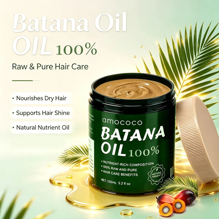 Amococo 2pcs Batana Oil 100% 150ml Each Pure Natural Hair Oil Treatment Nourishing Moisturizing Repair Care for Dry Damaged Hair Strengthening Conditioner for Women Men