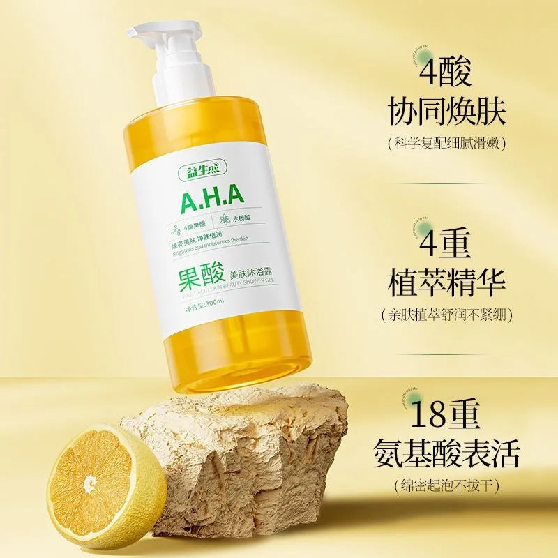 AHA Fruit Acid Salicylic Acid Body Wash Brightens and Moisturizes The Skin, Eliminates Back Acne Relieves Dullness Shower Gel Halalzen