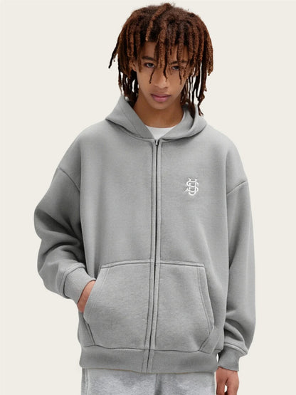 Casual Zip-up Hoodies for Women with Embroidered Patterns Fall Jackets Autumn Fashion Simple Style Outer Hoodie Jacket Unisex