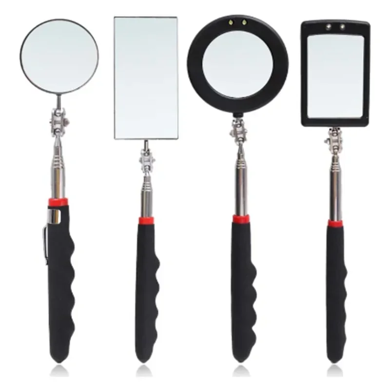 Miroir d'inspection avec éclairage LED, miroir télescopique à rotation 360°, outils de mécanique, miroir magnétique, poignée télescopique, outils de réparation
