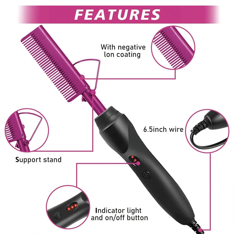 GOIPLE Electric Hot Comb Fast Heating Straightener Curling Iron Curler Brush Styling Tools for Hair Care Lace Wig Styling Set Halalzen