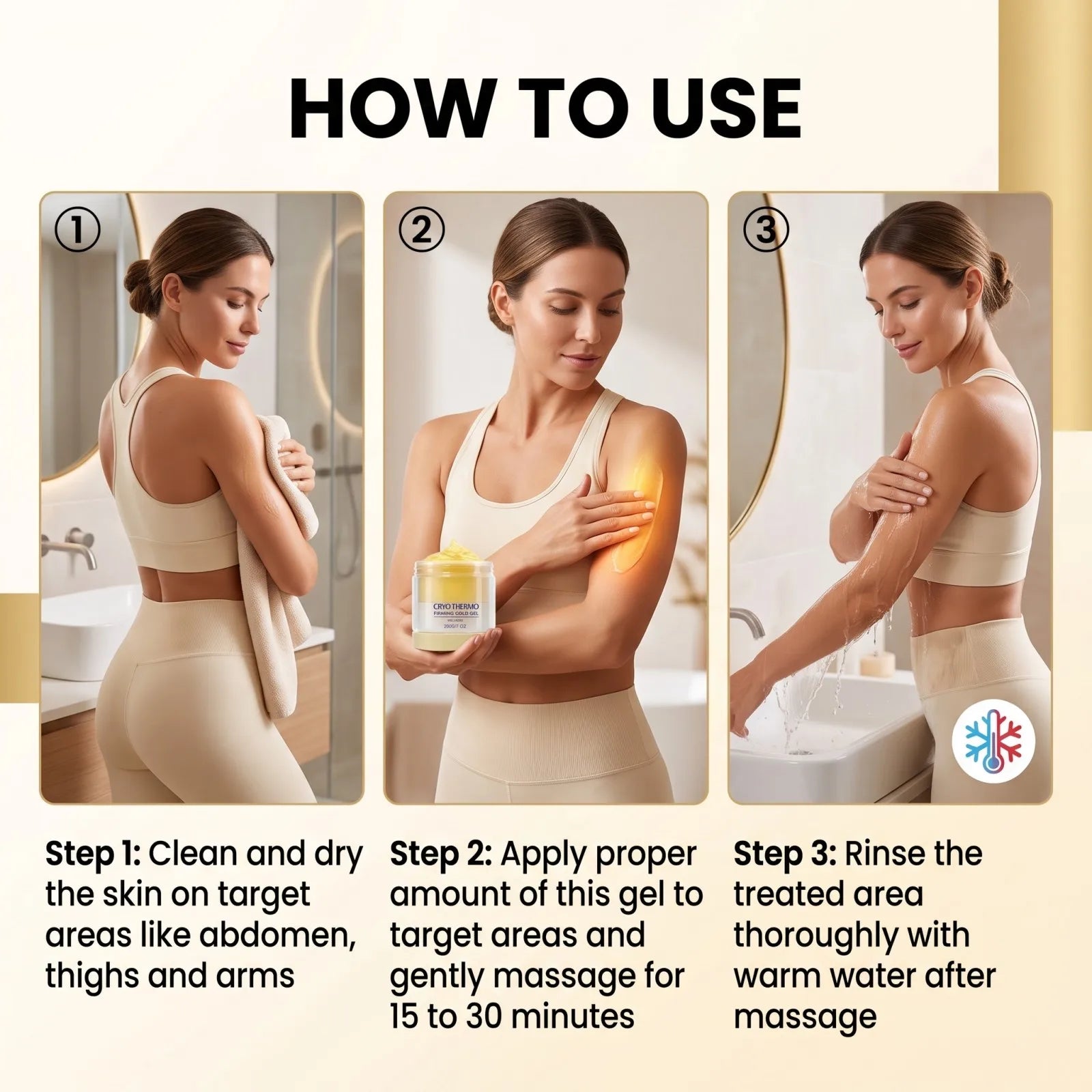 Cryo Thermo Firming Gold Massage Gel Skin Firming Lifting Hydrating Aloe Vera Nano Golden Body Care Detoxification Gel 200g
